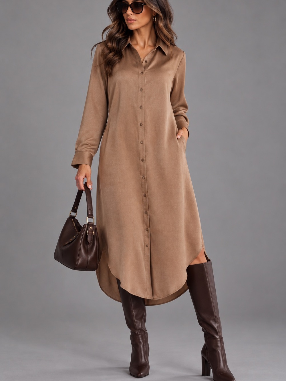 NORDSTROM RACK Long Sleeve Textured
Satin Shirtdress size S NWT